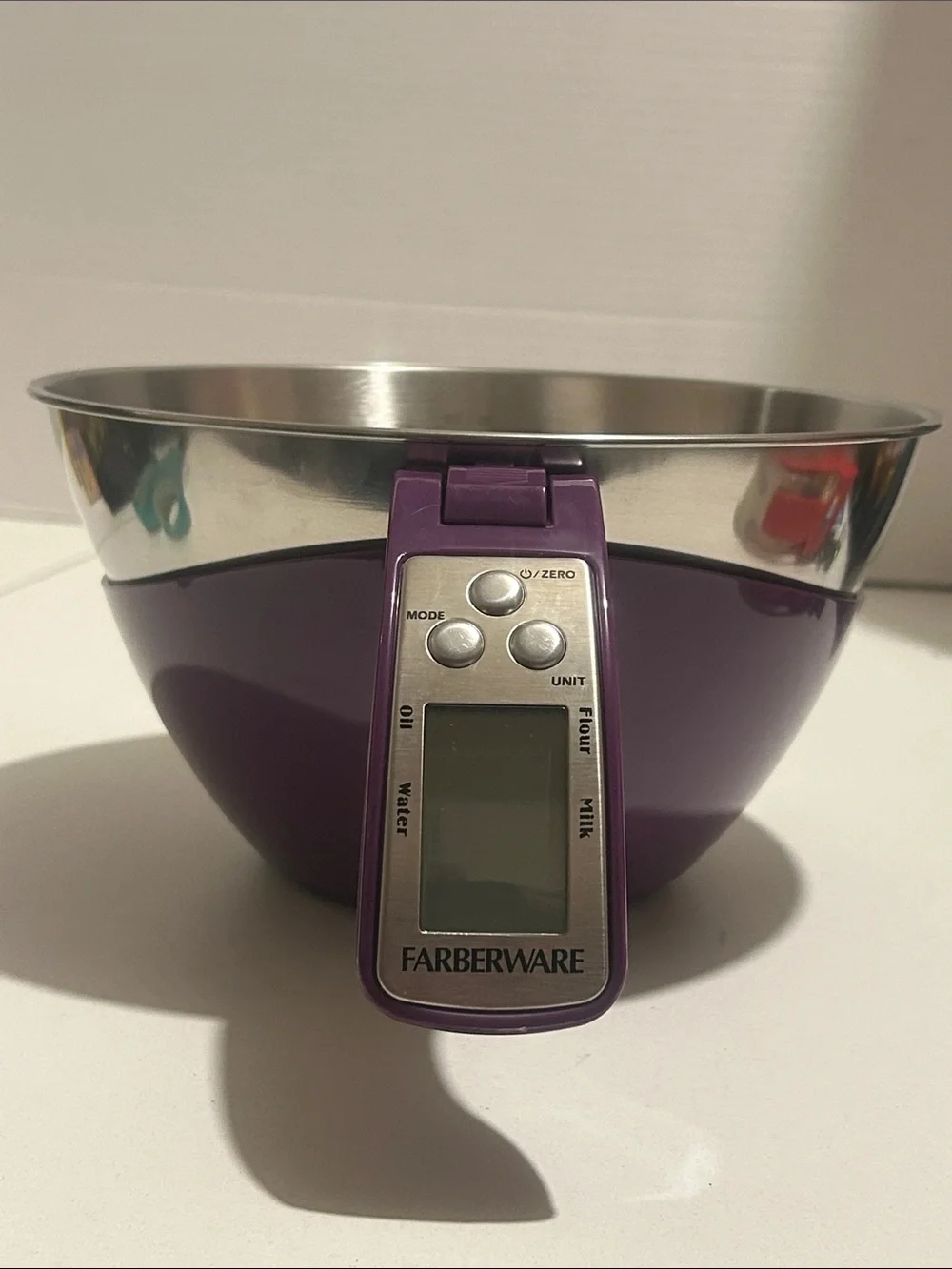 Farberware Purple and Silver Digital Measuring Bowl